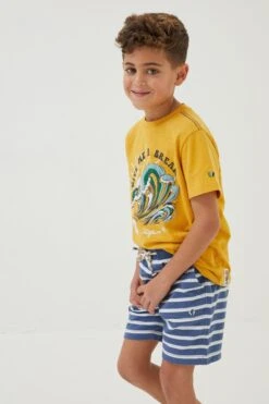 FatFace Blue Eddie Stripe Sweat Shorts