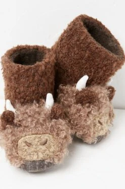FatFace Hamish Brown Cow Slipper Boots -Fat Face Shop D83096s2