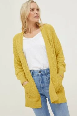 Fat Face Yellow Hannah Cardigan