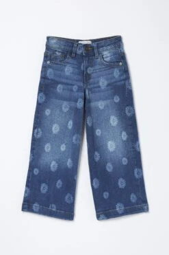 FatFace Blue Willow Wide Leg Printed Crop Jeans