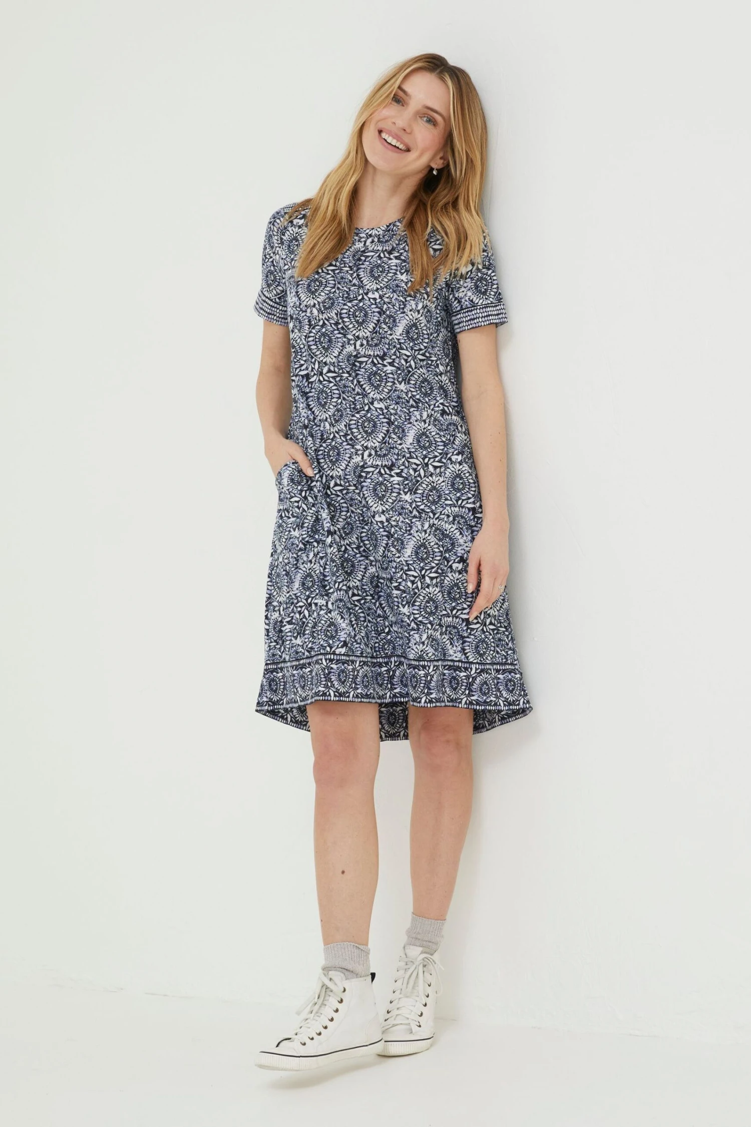 FatFace Blue Simone Batik Jersey Dress 3 FatFace Blue Simone Batik Jersey Dress