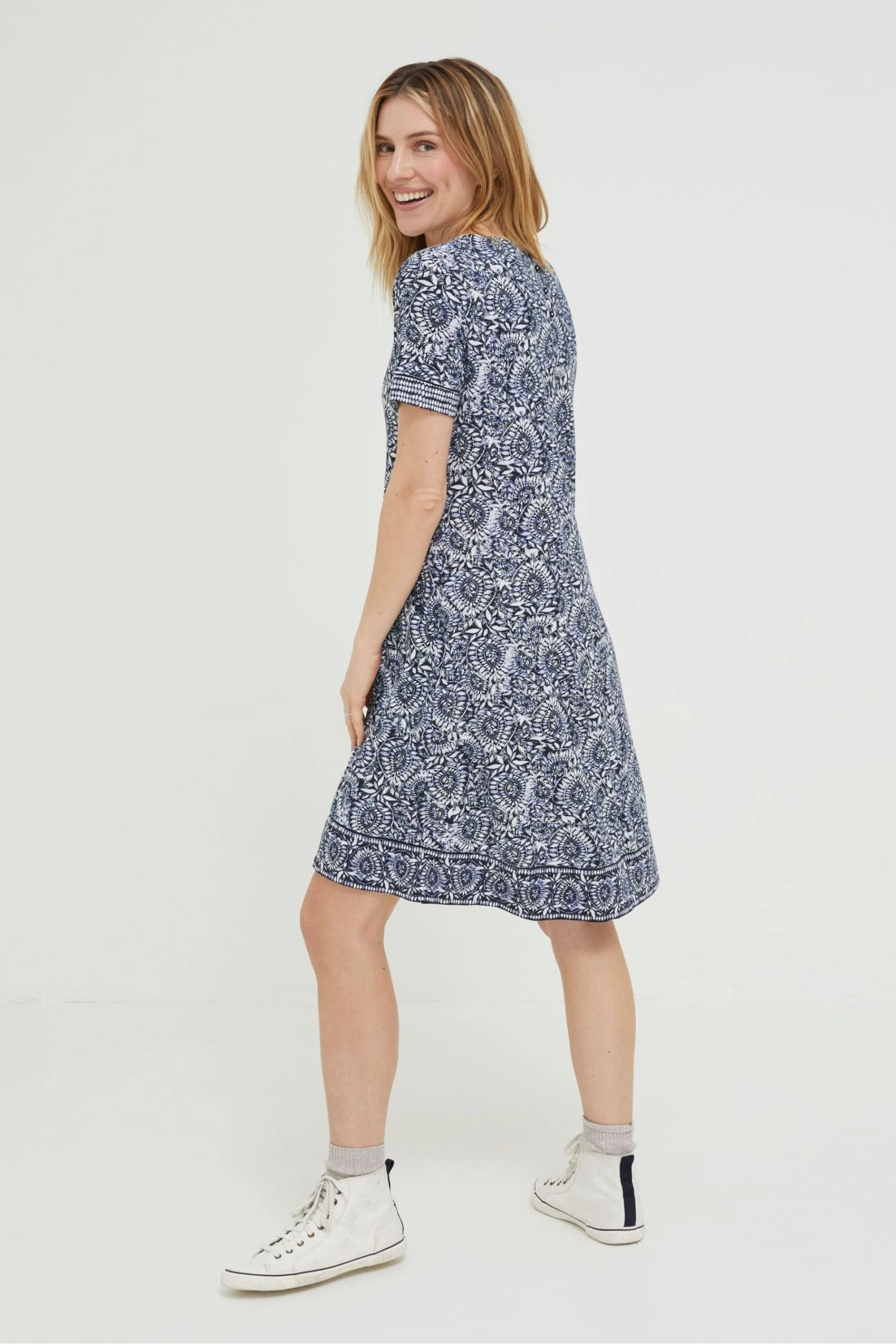 FatFace Blue Simone Batik Jersey Dress 4 FatFace Blue Simone Batik Jersey Dress - Image 2