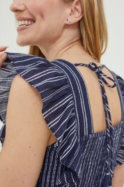 FatFace Blue Izzi Stripe Embroidered Dress -Fat Face Shop D90558s6