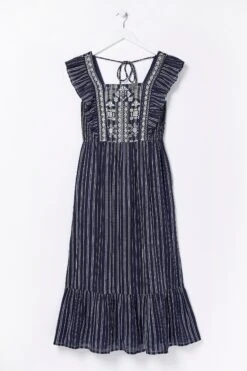 FatFace Blue Izzi Stripe Embroidered Dress -Fat Face Shop D90558s7