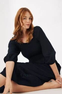 FatFace Adele Black Midi Dress -Fat Face Shop D90566s3