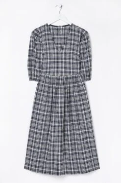 FatFace Blue Hannah Check Midi Dress -Fat Face Shop D90577s6