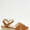 FatFace Brown Crossover Mini Wedge Sandals