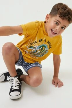 FatFace Yellow Summer Wave Graphic T-Shirt -Fat Face Shop D90592s4