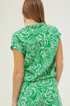 FatFace Green Val Leaf Linen Blend Shirt -Fat Face Shop M85 894s5