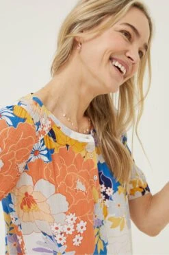 FatFace Blue Jodie Coastal Bloom Blouse -Fat Face Shop M85 924s3