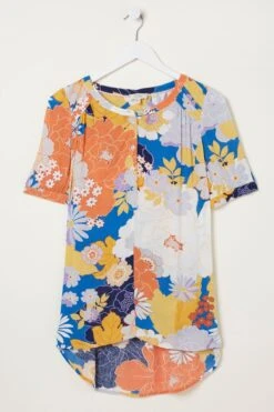 FatFace Blue Jodie Coastal Bloom Blouse -Fat Face Shop M85 924s5