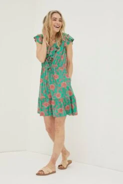 FatFace Riley Bali Green Jersey Dress