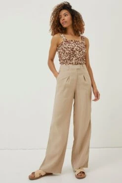 FatFace Naturals Ives Wide Leg Linen Trousers -Fat Face Shop M85882s2