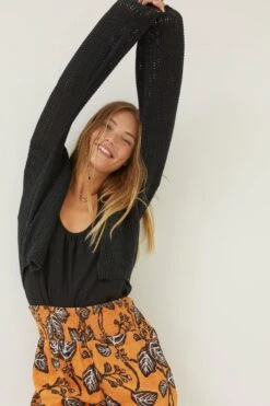 FatFace Anna Crochet Short Black Cardigan -Fat Face Shop M85933s3