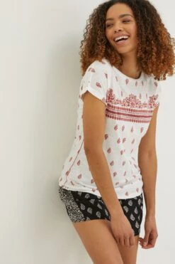 FatFace Natural Ivy Woodblock Geo T-Shirt