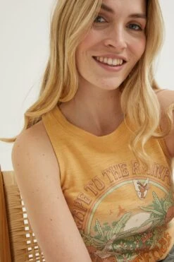 FatFace Yellow Explore The Rainforest Vest -Fat Face Shop M85965s3