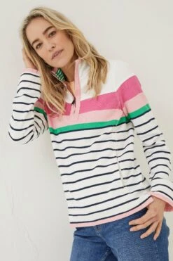 FatFace Natural Stripe Airlie Sweat Top
