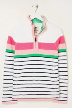 FatFace Natural Stripe Airlie Sweat Top -Fat Face Shop M85968s6