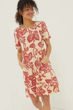 FatFace Natural Simone Vine Jersey Dress