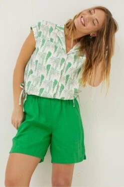 FatFace Natural Val Parrot Linen Blend Shirt -Fat Face Shop M86194s3