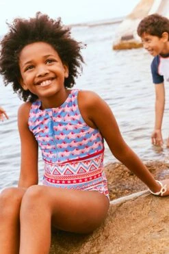 FatFace Pink Aztec Swimsuit