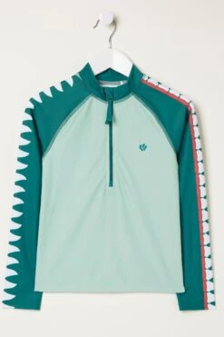 FatFace Green Carter Crocodile Rash Vest -Fat Face Shop M88 783s3