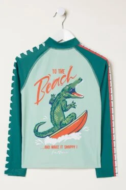 FatFace Green Carter Crocodile Rash Vest -Fat Face Shop M88 783s4