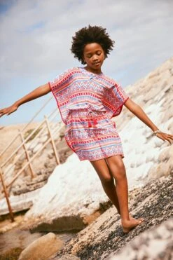 FatFace Pink Aztec Print Kaftan