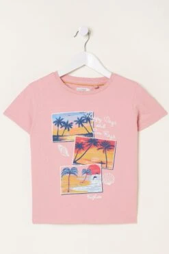 FatFace Pink Happy Days Graphic T-Shirt -Fat Face Shop M88 843s3
