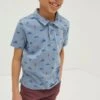 FatFace Blue Sea Creatures Printed Polo Shirt -Fat Face Shop M88785s