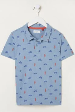 FatFace Blue Sea Creatures Printed Polo Shirt -Fat Face Shop M88785s4