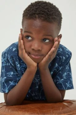 FatFace Blue Resort Printed Shirt -Fat Face Shop M88838s3