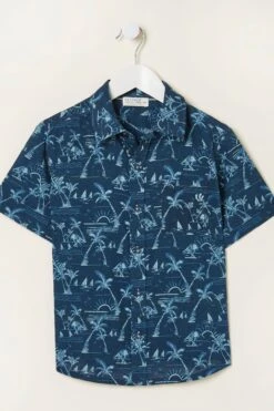 FatFace Blue Resort Printed Shirt -Fat Face Shop M88838s4