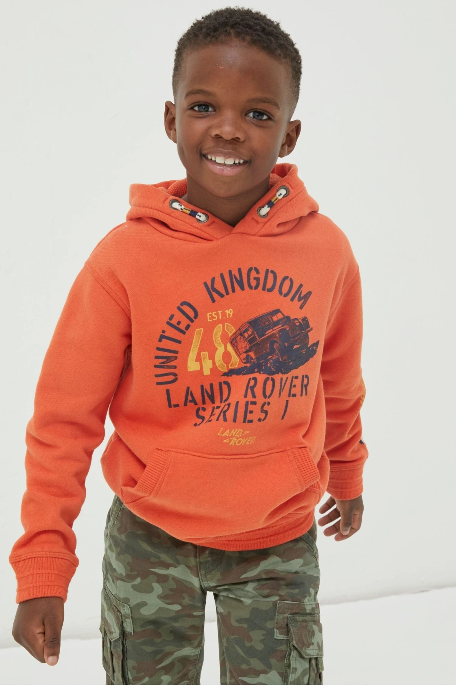 FatFace Orange Land Rover Popover Hoodie 3 FatFace Orange Land Rover Popover Hoodie