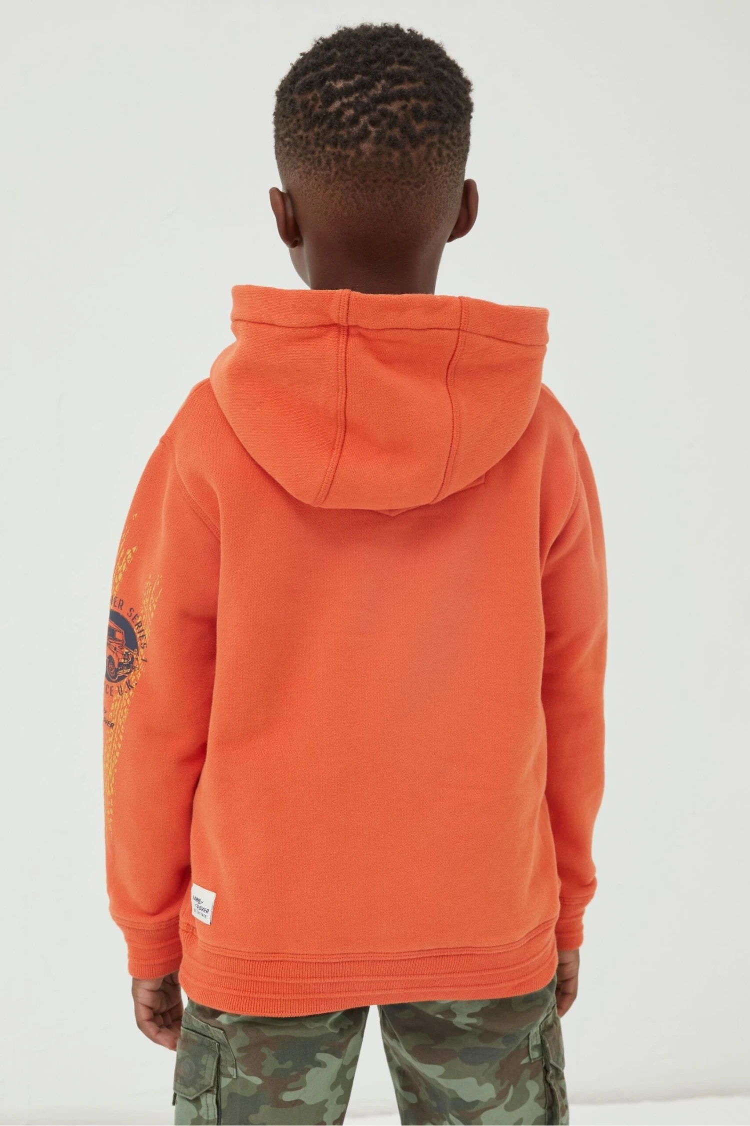 FatFace Orange Land Rover Popover Hoodie 4 FatFace Orange Land Rover Popover Hoodie - Image 2