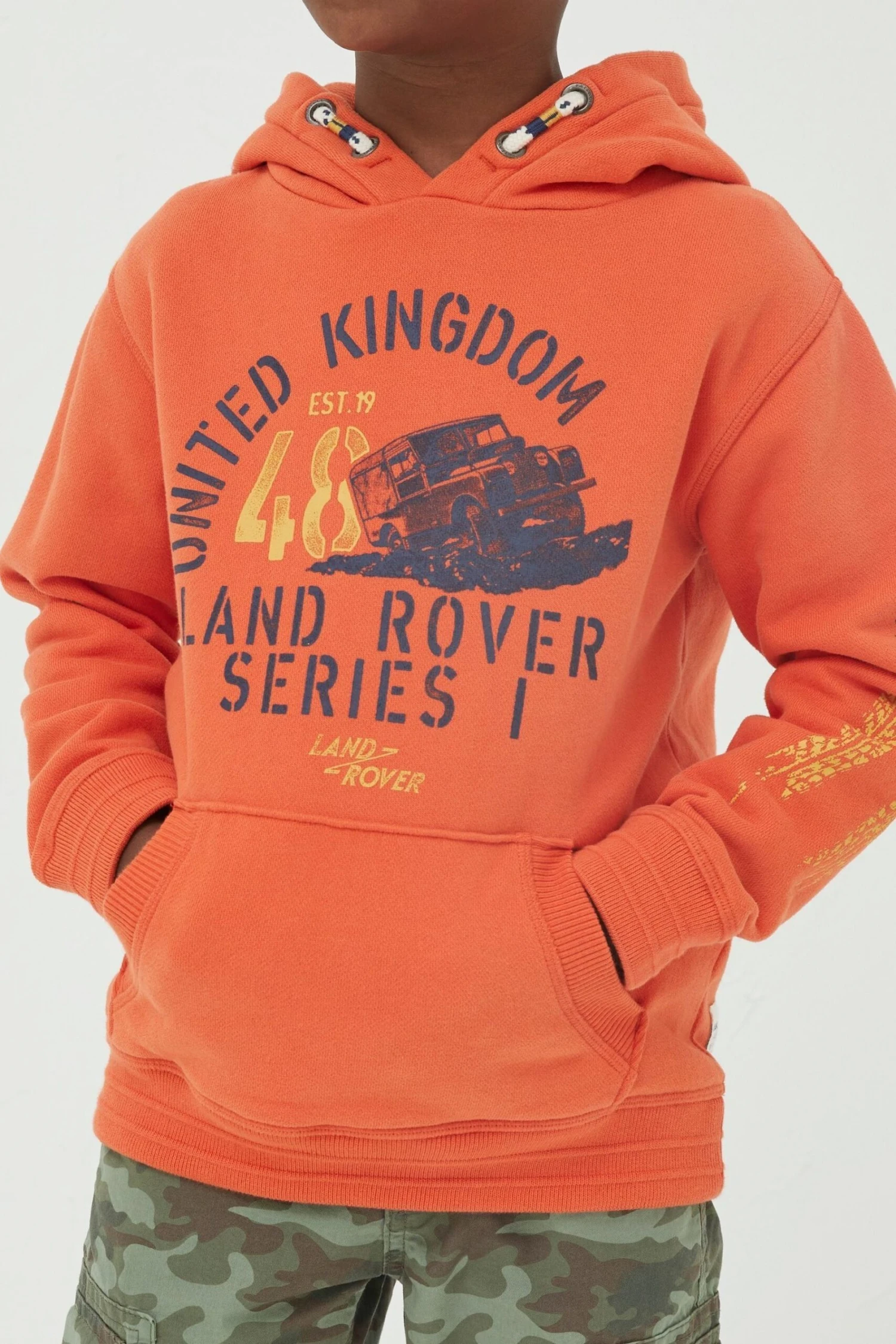 FatFace Orange Land Rover Popover Hoodie 5 FatFace Orange Land Rover Popover Hoodie - Image 3