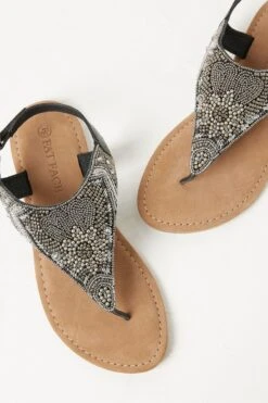 FatFace Silver Madeliene Beaded Sandals -Fat Face Shop M89698s3