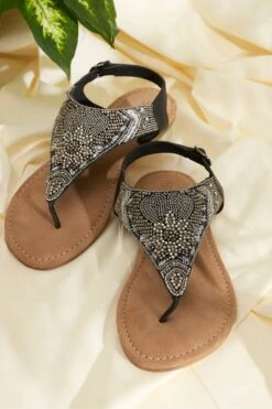 FatFace Silver Madeliene Beaded Sandals -Fat Face Shop M89698s5