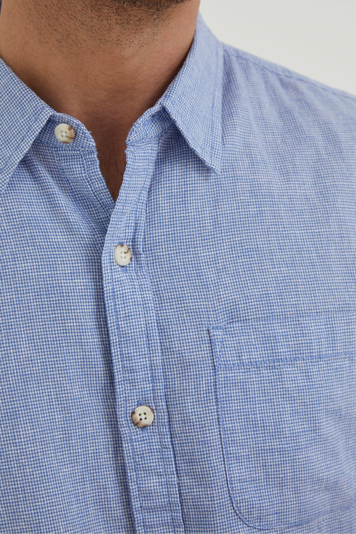 FatFace Blue Bugle Micro Check Shirt 6 FatFace Blue Bugle Micro Check Shirt - Image 4