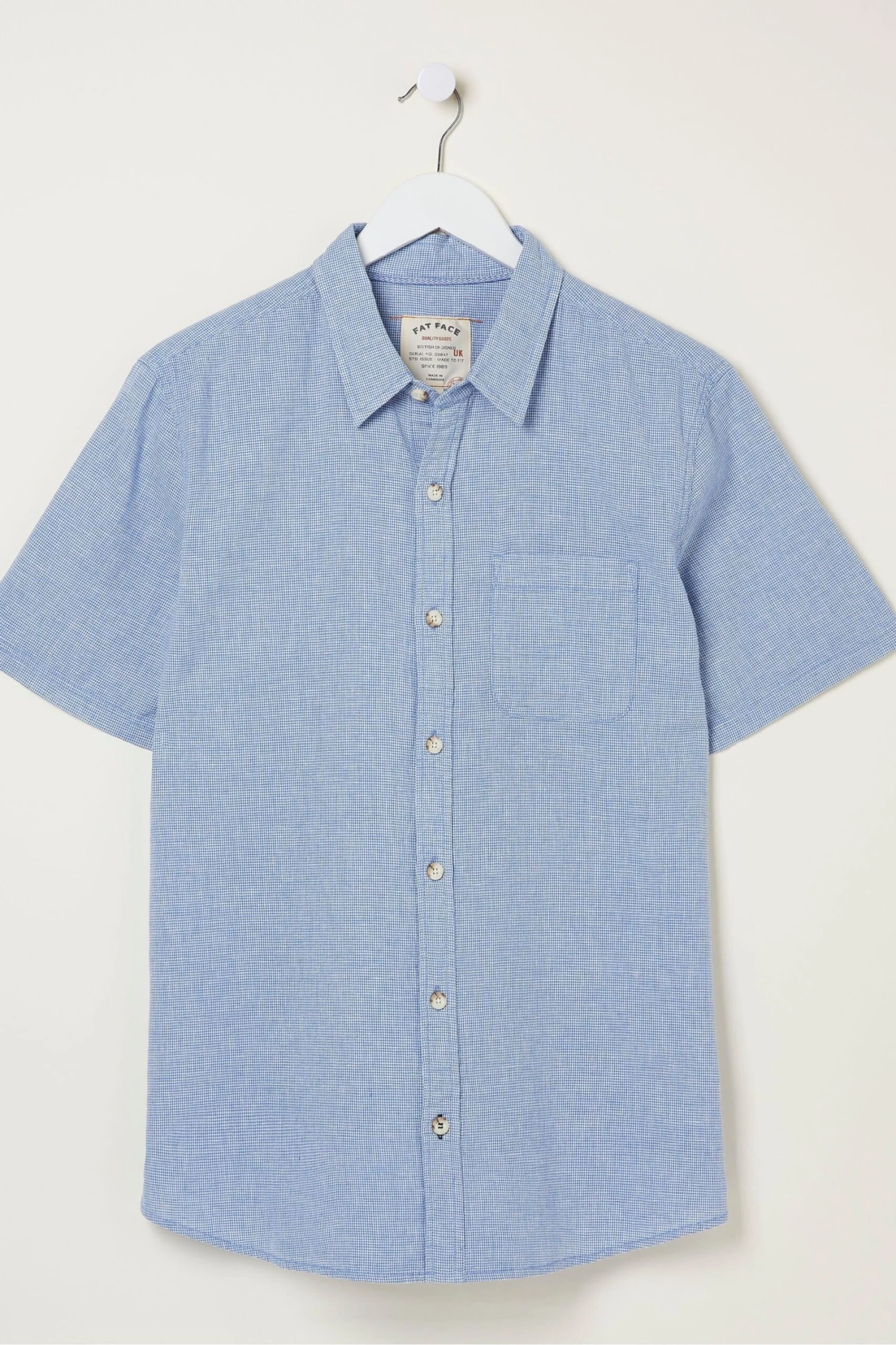 FatFace Blue Bugle Micro Check Shirt 7 FatFace Blue Bugle Micro Check Shirt - Image 5