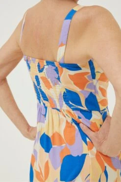 FatFace Orange Corey Stencil Floral Midi Dress -Fat Face Shop M91 933s4