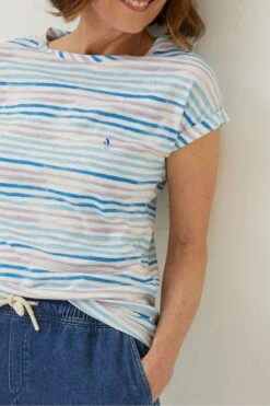 FatFace Blue Stripe Graphic T-Shirt -Fat Face Shop M91837s4