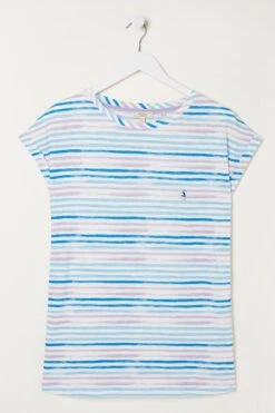 FatFace Blue Stripe Graphic T-Shirt -Fat Face Shop M91837s5