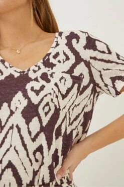 FatFace Maggie Bold Ikat Linen T-Shirt -Fat Face Shop T49 408s3