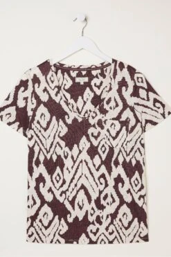 FatFace Maggie Bold Ikat Linen T-Shirt -Fat Face Shop T49 408s4