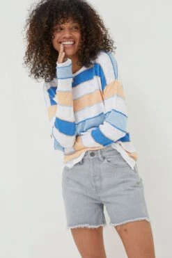 FatFace Blue Isobella Stripe Jumper