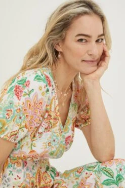 FatFace Natural Vivvie Paradise Floral Midi Dress -Fat Face Shop T49421s3