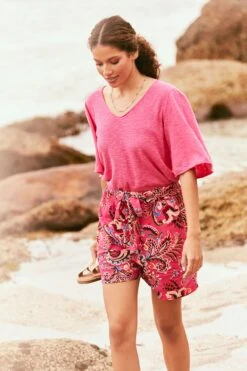 Angela Orange V-Neck Knitted Top