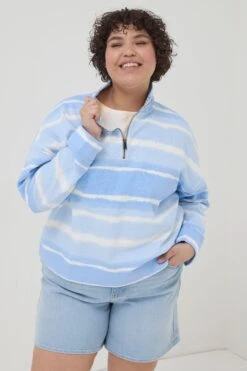 FatFace Blue Tie Dye Relaxed Airlie Sweat Top -Fat Face Shop T49461s3