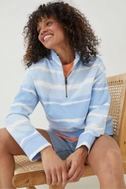 FatFace Blue Tie Dye Relaxed Airlie Sweat Top -Fat Face Shop T49461s4